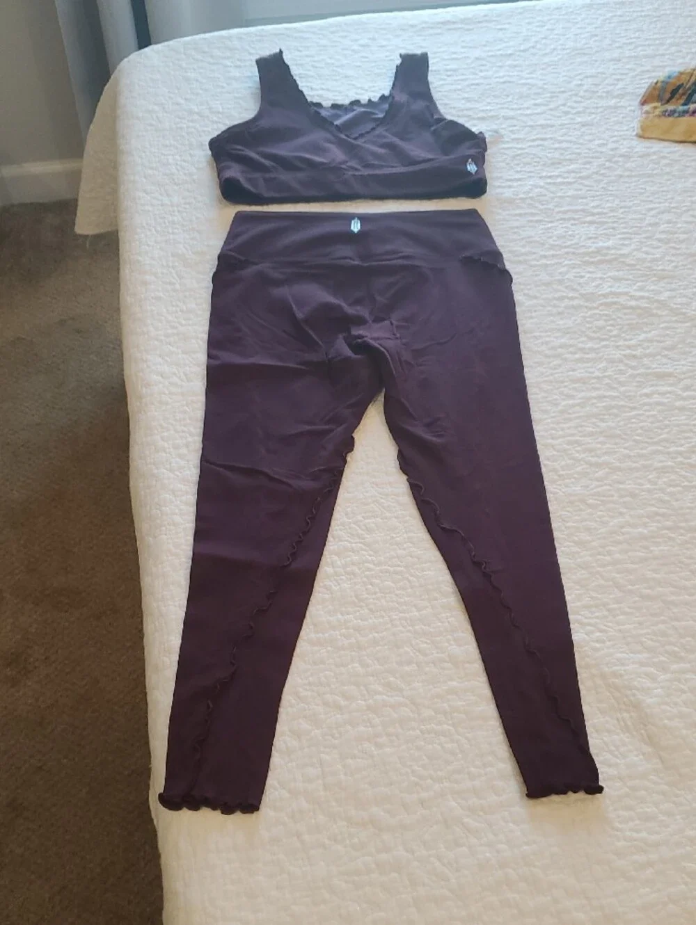 Women's Purple High-Waist Active Leggings & Reversible Bra Top Set